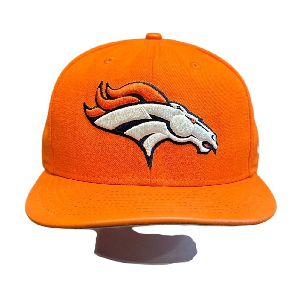 Denver Broncos NFL Hat New Era 9FIFTY Snapback Orange Faux Leather Brim
